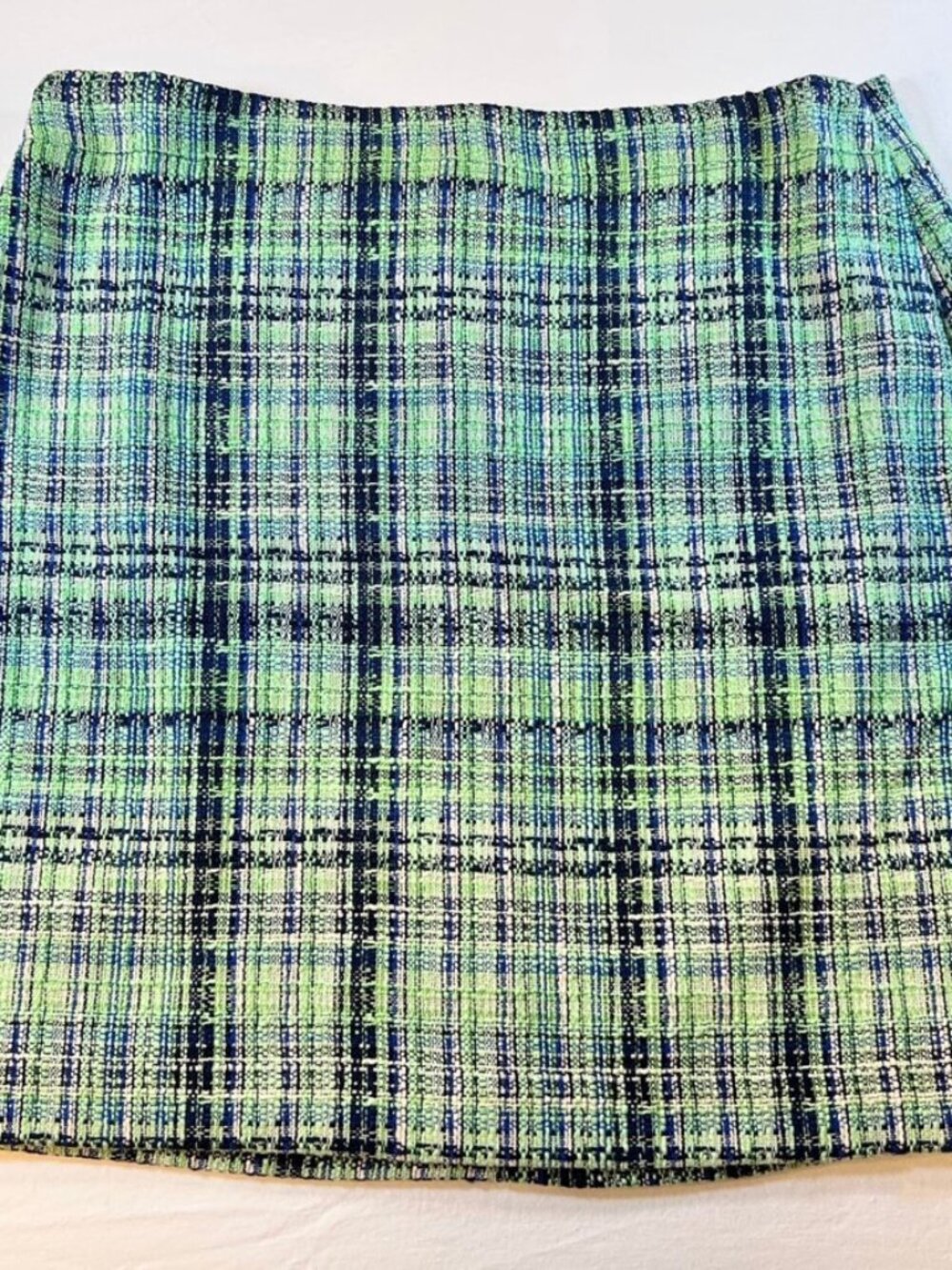 J.Jill Green Blue Tweed Boucle Mini Skirt Womens M Petite NWT